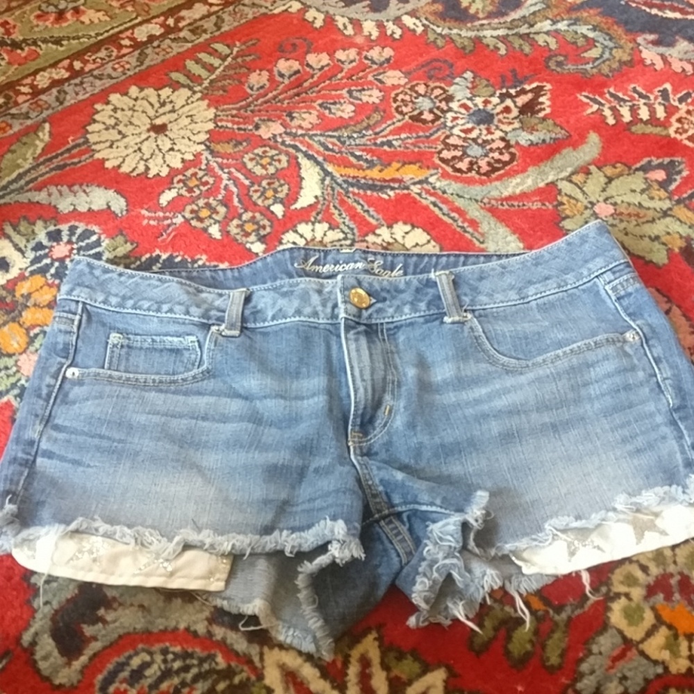 American Eagle plus size glittery star jean shorts